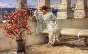 Sir Lawrence Alma-Tadema,OM.RA,RWS Her Eyes are with Her Thoughts and They are Far away